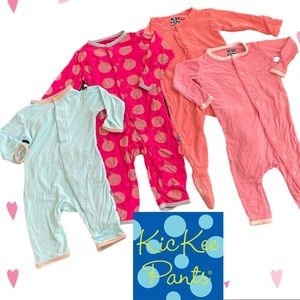 Kickee Pants Bundle Sleeper Footie and Rompers Baby Girl 0-6 Months